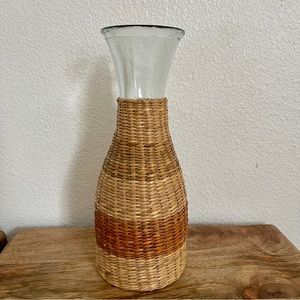 Cute NWOT Boho Brown Weaved Glass Vase